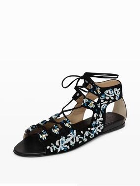 Club Monaco Leather Embroidered Boho Sandals